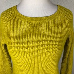 J. Crew chartreuse green wool waffle sweater small